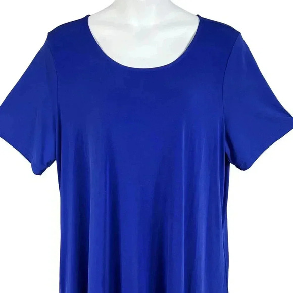 Susan Graver Womens 3X Midi Blue Liquid Knit Jersey Shift Dress Vacation Hiking - Picture 4 of 15